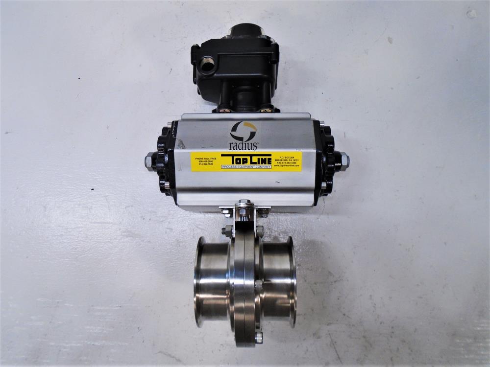 Top Line 4" 316L Sanitary Ball Valve w/ Radius Actuator and Limit Switch Box